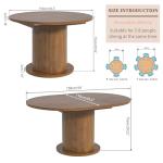 Adjustable Round Dining Table for 4-6, Walnut