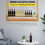 Gold Adjustable Hanging Wine Glass Rack Rack