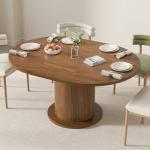 Adjustable Round Dining Table for 4-6, Walnut