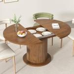 Adjustable Round Dining Table for 4-6, Walnut