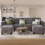 Modern 118" U-Shaped Cloud Couch with Ottomans