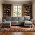 Modern 118" U-Shaped Cloud Couch with Ottomans