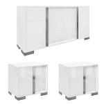 3-Piece White Bedroom Set with Nightstands and Dresser