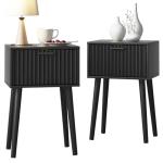 Set of 2 Modern Nightstands with Fluted Door