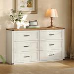 6-Drawer Rustic White Dresser and TV Stand