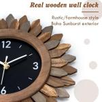 Rustic Boho Sunburst Wall Clock - 12 Inch
