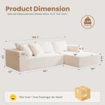 Beige L-Shaped Modular Sectional Sofa with Ottoman