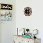 Rustic Boho Sunburst Wall Clock - 12 Inch