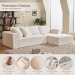 Beige L-Shaped Modular Sectional Sofa with Ottoman