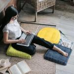 Blue Corduroy Meditation Floor Pillows 2-Pack