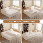 Beige L-Shaped Modular Sectional Sofa with Ottoman