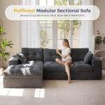 Dark Grey L-Shaped Modular Sofa with Ottoman