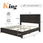 Farmhouse King Size Bed Frame with Fluted Headboard