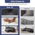 Dark Grey L-Shaped Modular Sofa with Ottoman