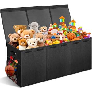 Large Collapsible Toy Box with Dividers - Black