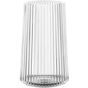 Modern Ribbed Glass Vase for Flowers, 8 Inches
