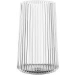 Modern Ribbed Glass Vase for Flowers, 8 Inches