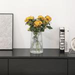 Modern Ribbed Glass Vase for Flowers, 8 Inches