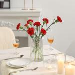 Modern Ribbed Glass Vase for Flowers, 8 Inches