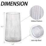 Modern Ribbed Glass Vase for Flowers, 8 Inches