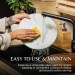 12" Acacia Wood Lazy Susan with Marble Glass Plate