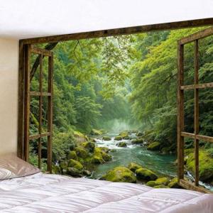 Green Forest Wall Tapestry for Bedroom Decor
