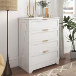 White 4-Drawer Chest with Gold Handles