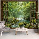 Green Forest Wall Tapestry for Bedroom Decor