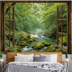 Green Forest Wall Tapestry for Bedroom Decor