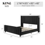 Velvet King Size Bed Frame with Tufted Headboard