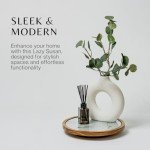 12" Acacia Wood Lazy Susan with Marble Glass Plate