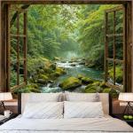 Green Forest Wall Tapestry for Bedroom Decor