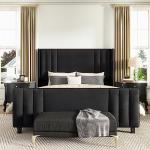 Velvet King Size Bed Frame with Tufted Headboard