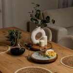 12" Acacia Wood Lazy Susan with Marble Glass Plate