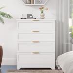 White 4-Drawer Chest with Gold Handles