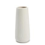 White Ribbed Ceramic Vase for Minimalist Decor