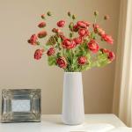 White Ribbed Ceramic Vase for Minimalist Decor