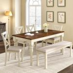 LUXOAK 6-Piece Solid Wood Farmhouse Dining Set