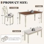 LUXOAK 6-Piece Solid Wood Farmhouse Dining Set