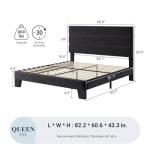 Velvet Upholstered Queen Platform Bed Frame, Black