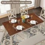 LUXOAK 6-Piece Solid Wood Farmhouse Dining Set