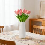 White Ribbed Ceramic Vase for Minimalist Decor