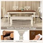 LUXOAK 6-Piece Solid Wood Farmhouse Dining Set