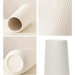 White Ribbed Ceramic Vase for Minimalist Decor