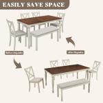 LUXOAK 6-Piece Solid Wood Farmhouse Dining Set