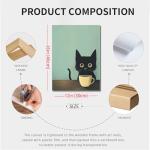 Cute Black Cat Coffee Wall Art Print 12x16in