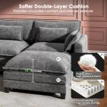 Marsail Grey U-Shaped Modular Sofa with Ottoman