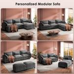 Marsail Grey U-Shaped Modular Sofa with Ottoman