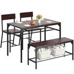 4-Piece Dark Walnut Kitchen Table and Chairs Set