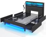 Rolanstar Twin Bed Frame with Storage and LED